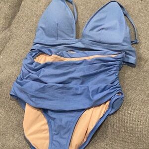 J. Crew Blue and Tan Bikini Set